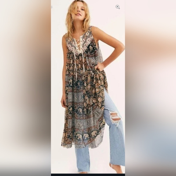 Free People XS The Wanderers Maxi Top/Dress Lace-Up ✨ NWOT - Picture 1 of 8